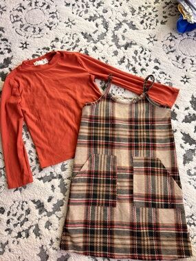 btween rust orange ribbed top with lace trim